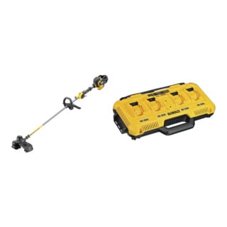 Set DEWALT Flexvolt Akku-Motorsense und Trimmer, 54V, Basisversion DCM571N-XJ + Akku-Vierfach-Schnelladegerät DCB104-QW