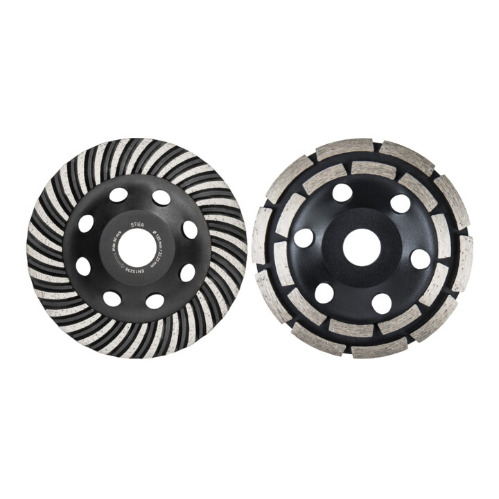 Set STIER Diamantschleiftopf 125mm + Diamant-Schleiftopf doppelt 125mm
