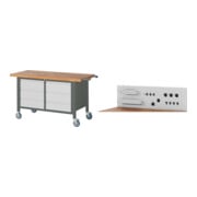 Set STIER Fahrbare Werkbank Premium mit 6 Schubladen BxTxH 1500x700x880 mm +...