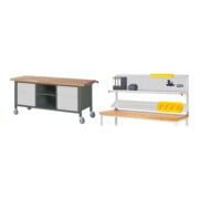 Set STIER Fahrbare Werkbank Premium mit 2 Schubladen und 2 Flügeltüren...