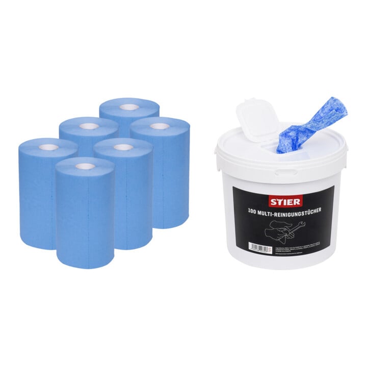Set STIER Rouleaux de papier à plâtre Basic 3 couches L30 cm x I23 cm + STIER Chiffon multi-usage