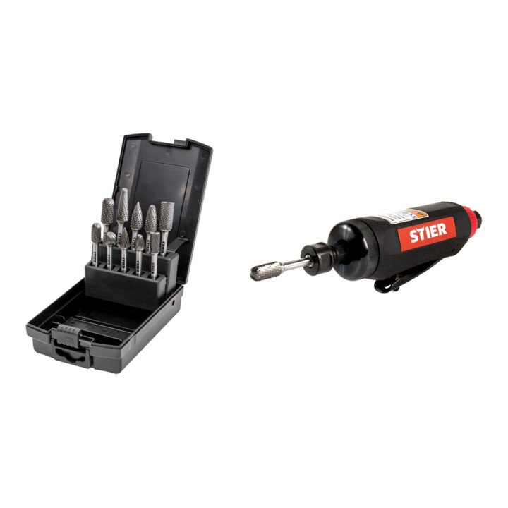 Set STIER HM Frässtifte-Set 10tlg + Stabschleifer 188mm