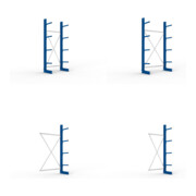 Set KR Ständer IPE 120 einseitig 2500x400 + Kragarmregal AF eins. 2500x1030x400 + Kragarmregal AF eins. 2500x1330x400 + Kragarmregal GF eins. 2500x1030x400 + Kragarmregal GF eins. 2500x1330x400
