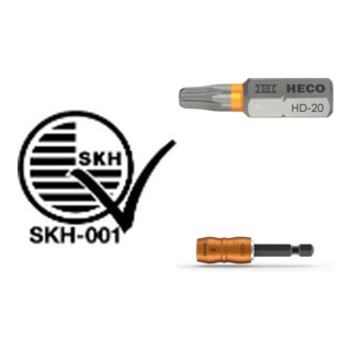 Set HECO Senkkopf TOPIX-plus 5,0 x 90 mit Frästaschen + Bits HD-20 + ClicFix Schnellwechselhalter