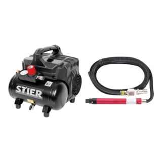 Set STIER Flüsterkompressor FKT 215-8-6 ölfrei + STIER Mikro-Stabschleifer MSS-56 Länge 140 mm