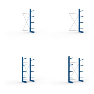 Set KR Ständer IPE 120 einseitig 2500x500 + Kragarmregal AF eins. 2500x1030x500 + Kragarmregal AF eins. 2500x1330x500 + Kragarmregal GF eins. 2500x1030x500 + Kragarmregal GF eins. 2500x1330x500
