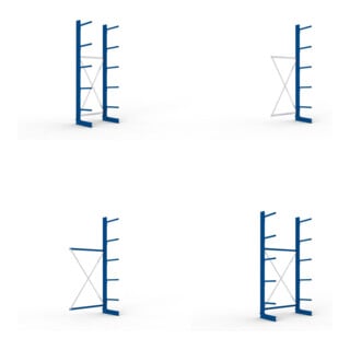 Set KR Ständer IPE 120 einseitig 3000x500 + Kragarmregal AF eins. 3000x1000x500 + Kragarmregal AF eins. 3000x1330x500 + Kragarmregal GF eins. 3000x1000x500 + Kragarmregal GF eins. 3000x1330x500