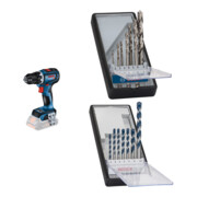 Set Bosch Akku-Bohrschrauber GSR 18V-90 C + 7tlg. Robust Line Holzspiralbohrer-Set + 7tlg. Robust Line Betonbohrer-Set CYL-5