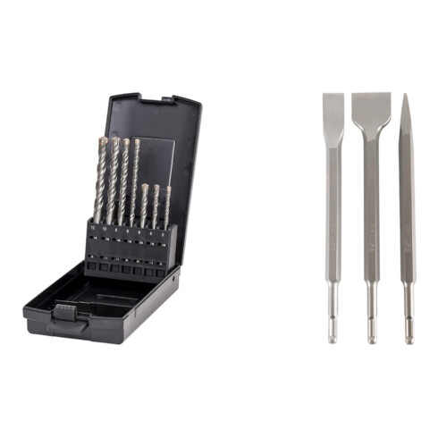 Set STIER Hammerbohrer-Set 7tlg + Meißel-Set SDS-plus 3tlg