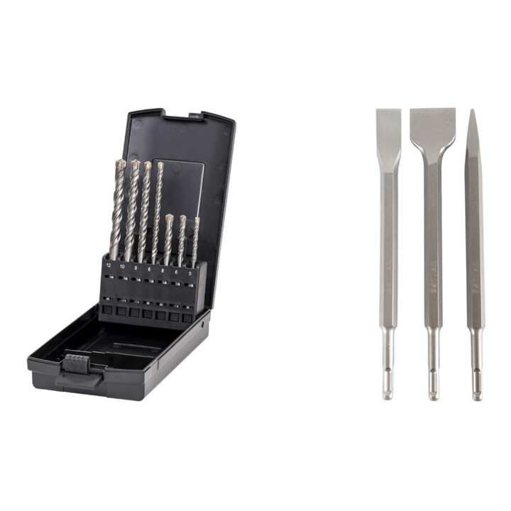 Set STIER Hammerbohrer-Set 7tlg + Meißel-Set SDS-plus 3tlg