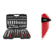 Set STIER Steckschlüssel-Satz 179tlg + Winkelschraubendreher-Satz 9tlg