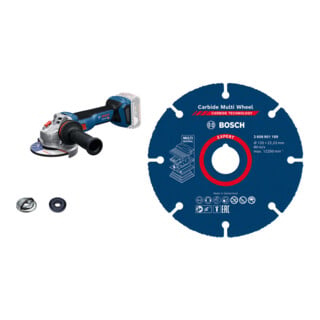 Set Bosch Akku-Winkelschleifer GWS 18V-11 S + EXPERT Carbide Multi Wheel Trennscheibe, 125 mm