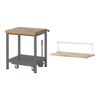 Set STIER Werkbank Premium mit abs. Fahrgestell BxTxH 750x700x880mm + Ablage...