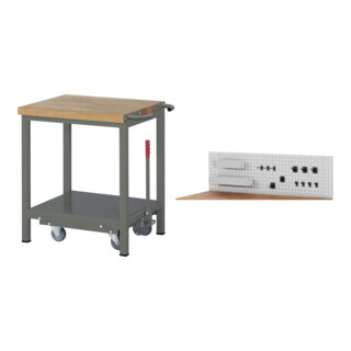 Set STIER Werkbank Premium mit abs. Fahrgestell BxTxH 750x700x880mm +...