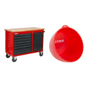 Set STIER Fahrbare Werkbank mit 7 Schubladen und 1 Tür + Magnet-Schale Ø 150 mm