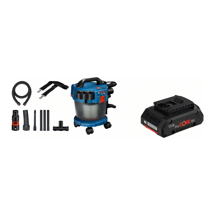 Set Bosch Akku-Staubsauger GAS 18V-10 L Solo Version + Akkupack ProCORE 18 Volt, 4,0 Ah