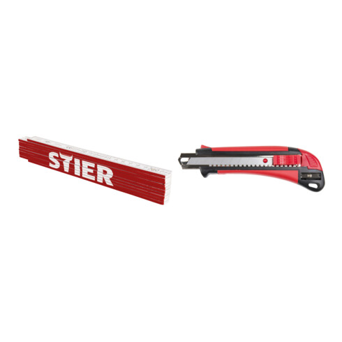 Set STIER Zollstock 2m + Cuttermesser 18mm