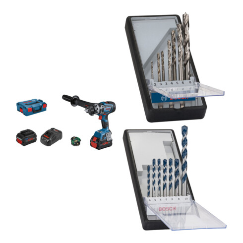 Set Bosch Akku-Bohrschrauber GSR 18V-150 C mit 2x Akku ProCORE18V 8.0Ah in L-BOXX + 7tlg. Robust Line Holzspiralbohrer-Set + 7tlg. Robust Line Betonbohrer-Set CYL-5