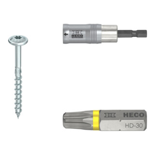 Set Heco HECO-TOPIX-plus 6,0 x 240, Tellerkopf, T-Drive, TG, A2K + Bits, HECO-Drive, HD-30 + MagicFlip Magnetbithalter