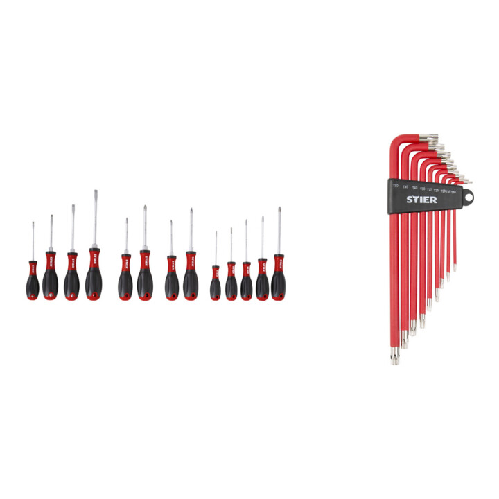 Set STIER Schraubendreher-Satz 13tlg + Winkelschraubendreher-Satz Torx 9tlg