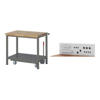Set STIER Werkbank Premium mit abs. Fahrgestell BxTxH 1000x700x880mm +...