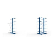 Set Kragamrgegal AF doppels. 3000x1000x1200mm blau + KR 330 Boden 1000x600 verzinkt + Sockelboden 1000x600 mm verzinkt + Kragarmregal GF doppels. 3000x1000x1200mm blau