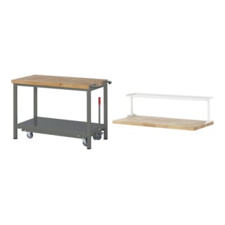 Set STIER Werkbank Premium mit abs. Fahrgestell BxTxH 1250x700x880mm + Ablage...
