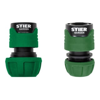 Set STIER Schlauchverbinder Wasserstop 16-19mm (5/8-3/4 Zoll) + Schlauchverbinder Wasserstop 13mm (1/2 Zoll)