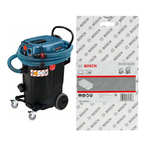 Set Bosch Nass-/Trockensauger GAS 55 M AFC 06019C3300 + Flachfaltenfilter, Zellulose
