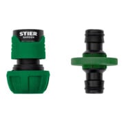 Set STIER Schlauchverbinder Wasserstop 16-19mm (5/8-3/4 Zoll) + Kuplung Schlauchverbinder Schlauchverlängerung