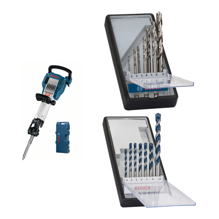Set Bosch Abbruchhammer GSH 16-28 + 7tlg. Robust Line Holzspiralbohrer-Set + 7tlg. Robust Line Betonbohrer-Set