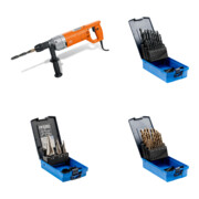 Set Fein Handbohrmaschine BOS 16-2 + PFERD TOOLS Stufenbohrer-Set HSS 3-tlg. + PFERD TOOLS Spiralbohrer-Set 25-tlg. STEEL HSSG N DIN 338 universal + PFERD TOOLS Spiralbohrer-Set 25-tlg. INOX HSSE N DIN 338 für zähe und harte Werkstoffe
