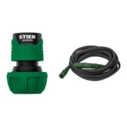 Set STIER Schlauchverbinder Wasserstop 16-19mm (5/8-3/4 Zoll) + flexibler Gartenschlauch Premium 7,5m bis 15m