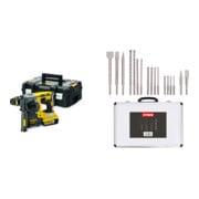 Set DeWalt Akku-Kombihammer, 18,0 Volt, 5,0 Ah Li-Ion + Stier SDS-Plus Bohrer & Meißelsatz, 17-teilig