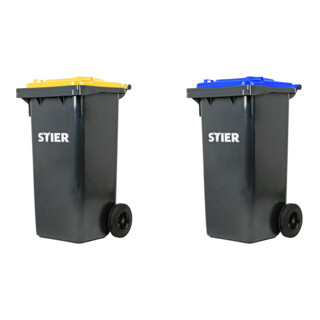 Set STIER 2-Rad-Müllgroßbehälter 120 l grau/gelb + STIER 2-Rad-Müllgroßbehälter 120 l grau/blau