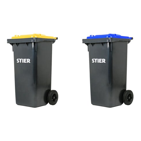 Set STIER 2-Rad-Müllgroßbehälter 120 l grau/gelb + STIER 2-Rad-Müllgroßbehälter 120 l grau/blau