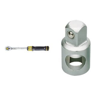 Proxxon Drehmomentschlüssel MicroClick MC 60, für 12 - 60 Nm + Proxxon Adapter 3/8" Innenvierkant auf 1/2" Außenvierkant