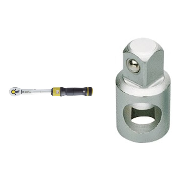 Proxxon Drehmomentschlüssel MicroClick MC 60, für 12 - 60 Nm + Proxxon Adapter 3/8" Innenvierkant auf 1/2" Außenvierkant