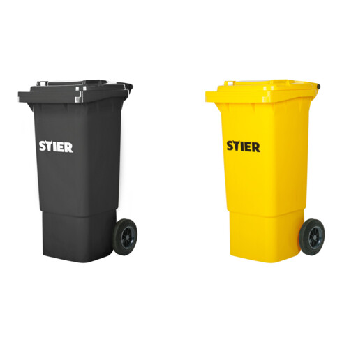 Set STIER 2-Rad-Müllgroßbehälter 80 l grau + STIER 2-Rad-Müllgroßbehälter 80 l gelb
