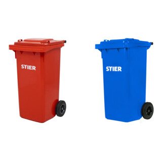 Set STIER 2-Rad-Müllgroßbehälter 120 l rot + STIER 2-Rad-Müllgroßbehälter 120 l blau