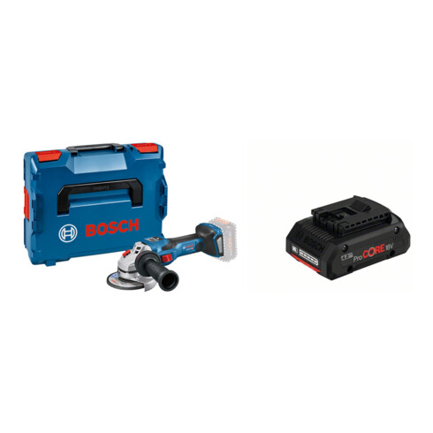 Set Bosch Akku-Winkelschleifer BITURBO GWS 18V-15 SC + Akkupack ProCORE 18 Volt, 4,0 Ah
