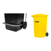 Set STIER Fußpedaldeckelöffner für Müllgroßbehälter 240 l + STIER 2-Rad-Müllgroßbehälter 240 l gelb