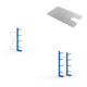 Set Kragarmregal AF eins. 2500x1030x500 mm MULTI.L + Kragarmregal GF eins. 2500x1030x500 mm MULTI.L + KR Ständer IPE 120 einseitig 2500x500 mm in RAL 5010 enzianblau MULTISTRONG L + KR 330 Boden 1000x500 verzinkt + Sockelboden 1000x500 mm verzinkt + Unter