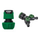 Set STIER Schlauchverbinder Wasserstop 16-19mm (5/8-3/4 Zoll) + 2 Wege-Ventil / Verteiler Premium 33,3mm G1 Zoll und 26,5mm G3/4 Zoll
