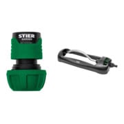 Set STIER Schlauchverbinder Wasserstop 16-19mm (5/8-3/4 Zoll) + Viereckregner 280m²