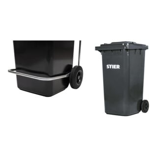 Set STIER Fußpedaldeckelöffner für Müllgroßbehälter 240 l + STIER 2-Rad-Müllgroßbehälter 240 l grau