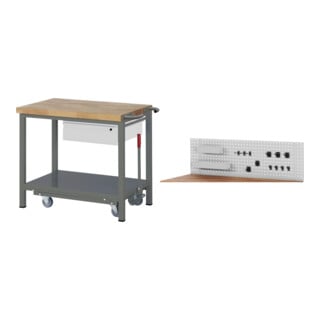 Set STIER Werkbank Premium mit abs. Fahrgestell und 1 Schublade BxTxH...