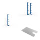 Set Kragarmregal AF eins. 3000x1000x400mm blau + Kragarmregal GF eins. 3000x1000x400mm blau + KR Ständer IPE 120 einseitig 3000x400 mm in RAL 5010 enzianblau MULTISTRONG L + KR 330 Boden 1000x400 verzinkt + Sockelboden 1000x400 mm verzinkt + Unterlegblech