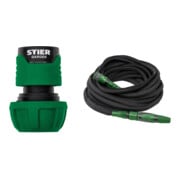 Set STIER Schlauchverbinder Wasserstop 16-19mm (5/8-3/4 Zoll) + flexibler Gartenschlauch Premium 15m bis 30m