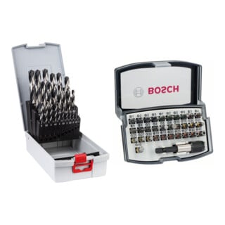 Set Bosch Jeu de forets hélicoïdaux HSS PointTeQ + Bosch Set de 32 embouts de vissage